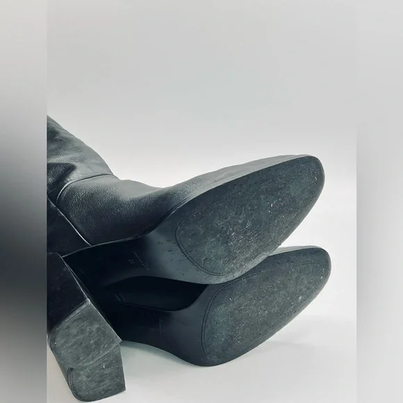 MASSIMO DUTTI Tall Black Leather Boots Size 36 - Picture 4 of 10
